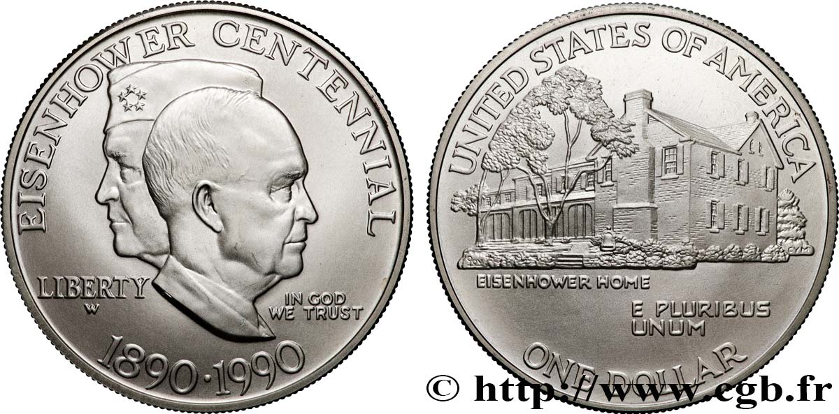 ÉTATS-UNIS D AMÉRIQUE 1 Dollar Proof centenaire de la naissance d’Eisenhower 1990 Philadelphie SPL 