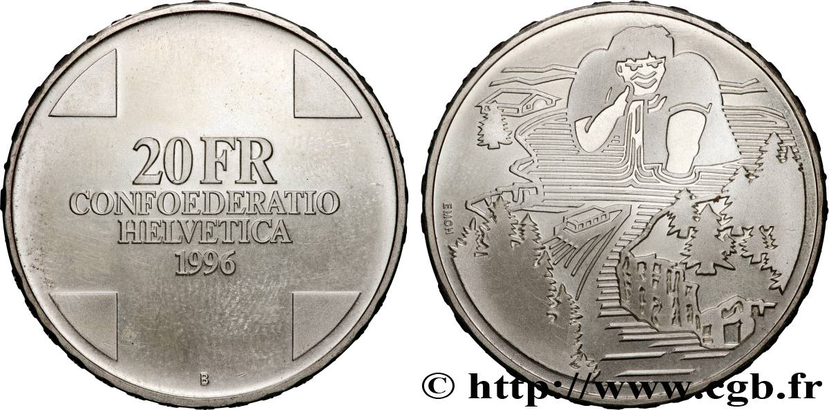 SVIZZERA  20 Francs Gargantua - Proof 1996 Berne MS 