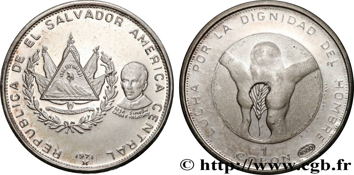 EL SALVADOR 1 Colon 150e anniversaire de l’indépendance 1971 Vereinigte Deutsche Metall fST 