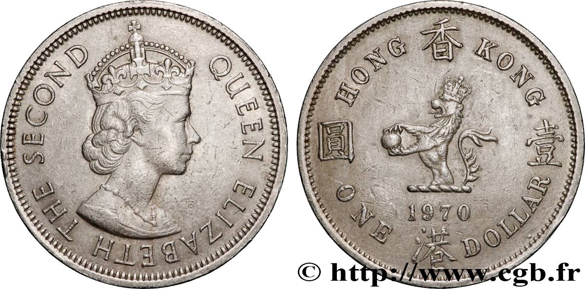 HONG KONG 1 Dollar Elisabeth II 1970 Heaton AU 