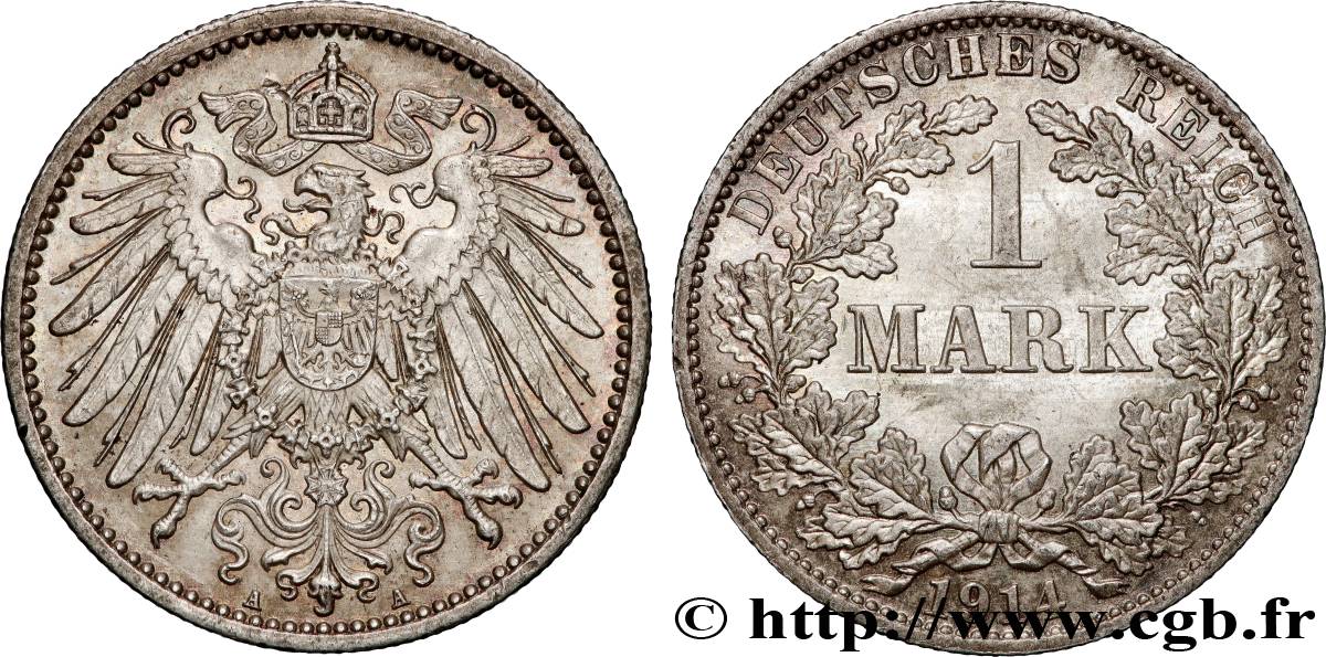 ALLEMAGNE 1 Mark Empire aigle impérial 1914 Berlin SUP+ 