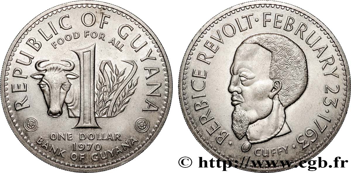 GUYANA 1 Dollar FAO portrait de l’esclave Cuffy 1970  SC 