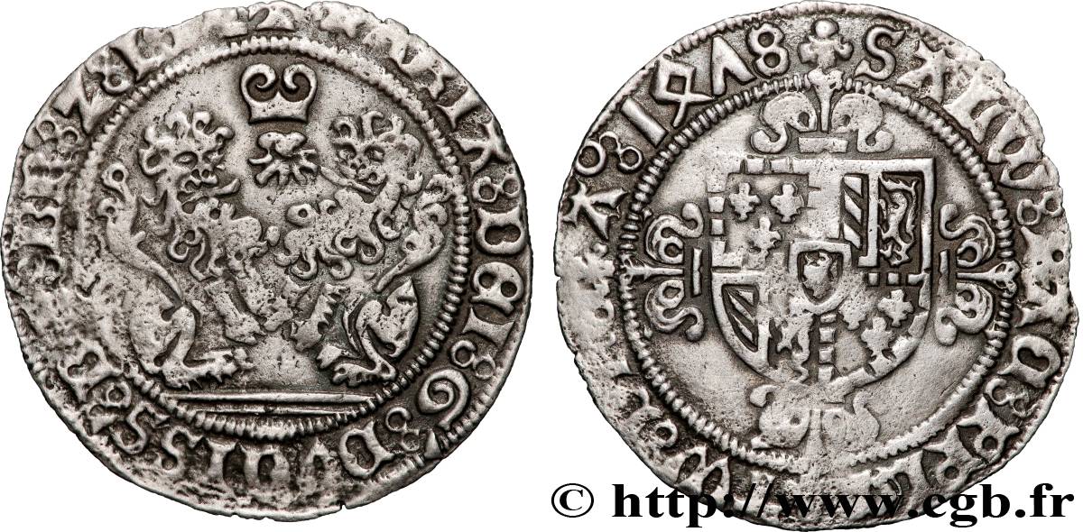 BRABANT - DUCHY OF BRABANT - MARY OF BURGUNDY Double briquet 1478 Anvers XF 