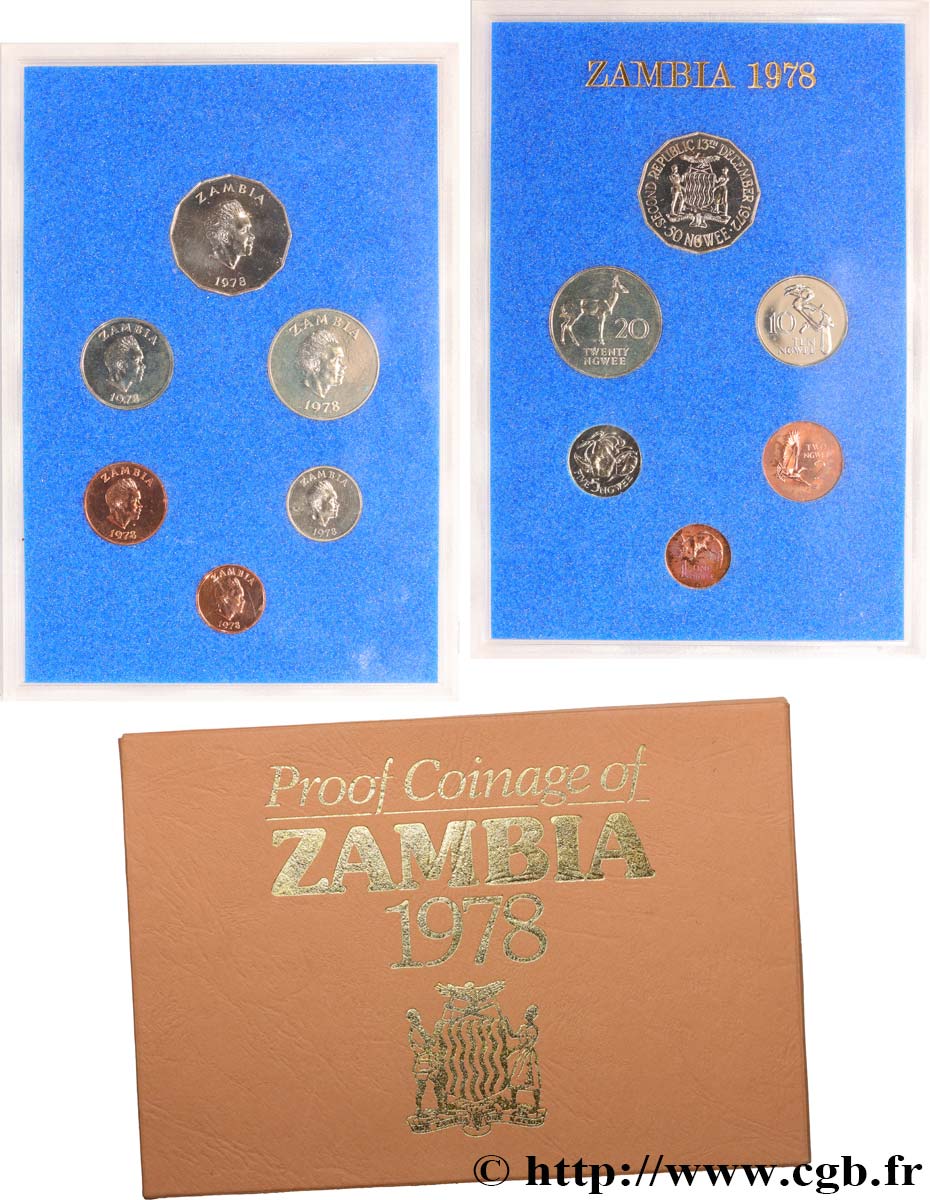 ZAMBIA Série Proof 6 monnaies 1978 Llantrisant SC 