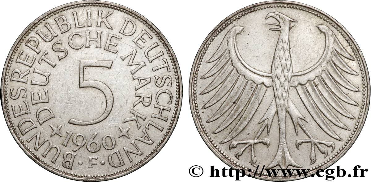 GERMANY 5 Mark aigle 1960 Stuttgart XF 
