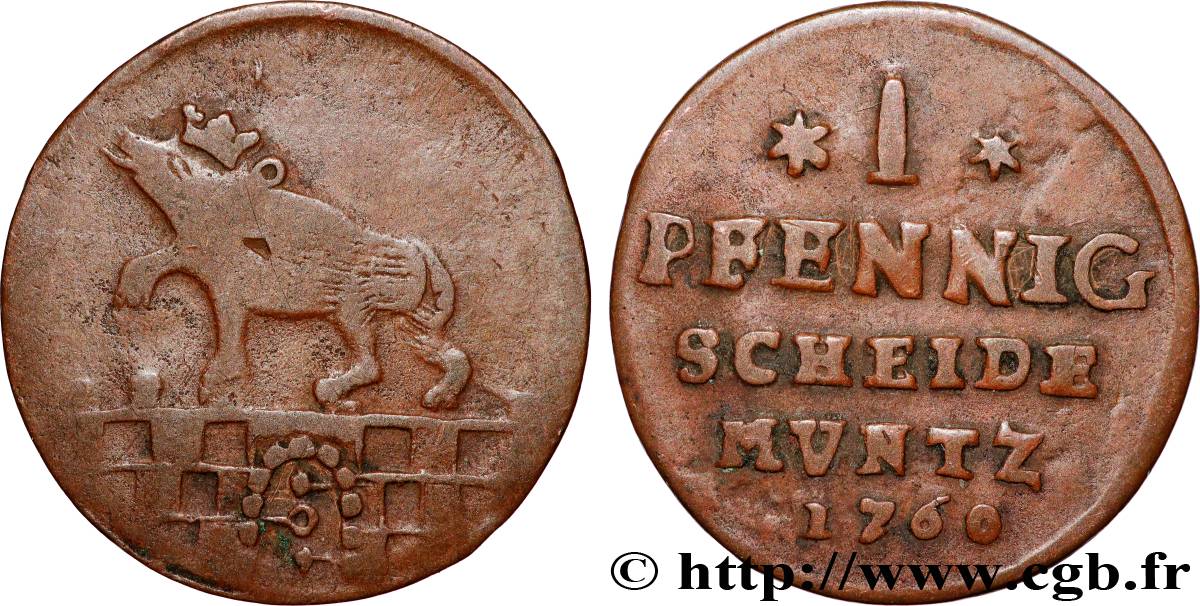 GERMANY - PRINCIPALTY OF ANHALT-BERNBURG 1 Pfennig Victor-Frédéric