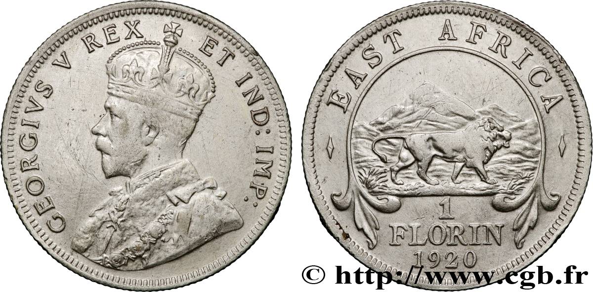 AFRIQUE DE L EST  ET OUGANDA - PROTECTORATS 1 Florin Georges V 1920 British Royal Mint TTB 