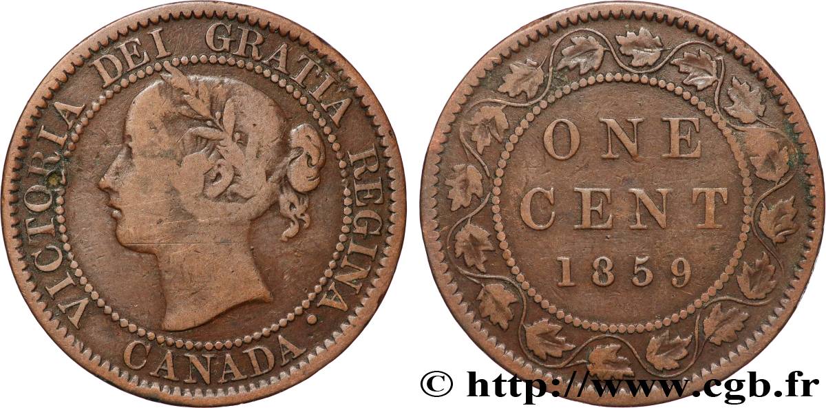 CANADA 1 Cent Victoria 1859  TB 