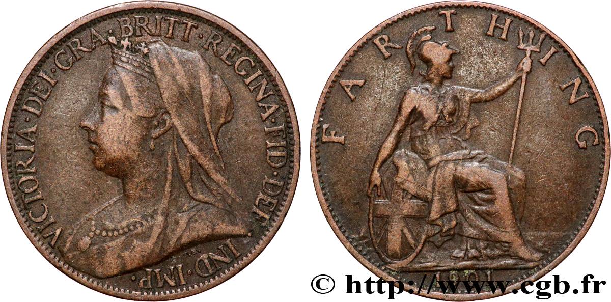 UNITED KINGDOM 1 Farthing Victoria “Old Head” 1901 Londres XF 