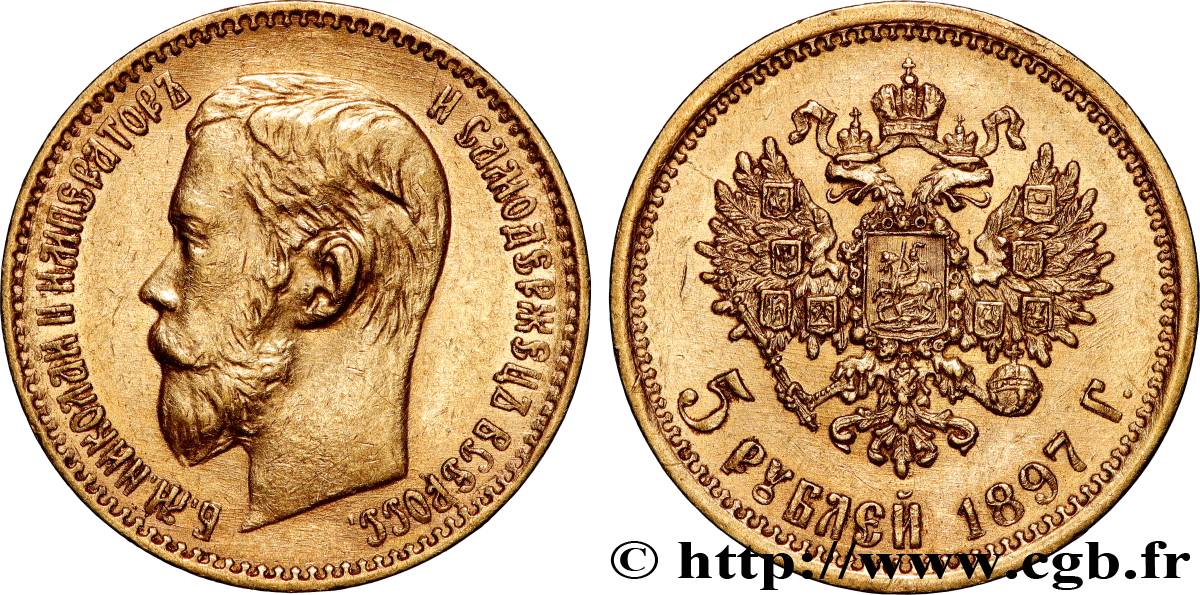 RUSSIE - NICOLAS II 5 Roubles  1897 Saint-Petersbourg TTB+ 