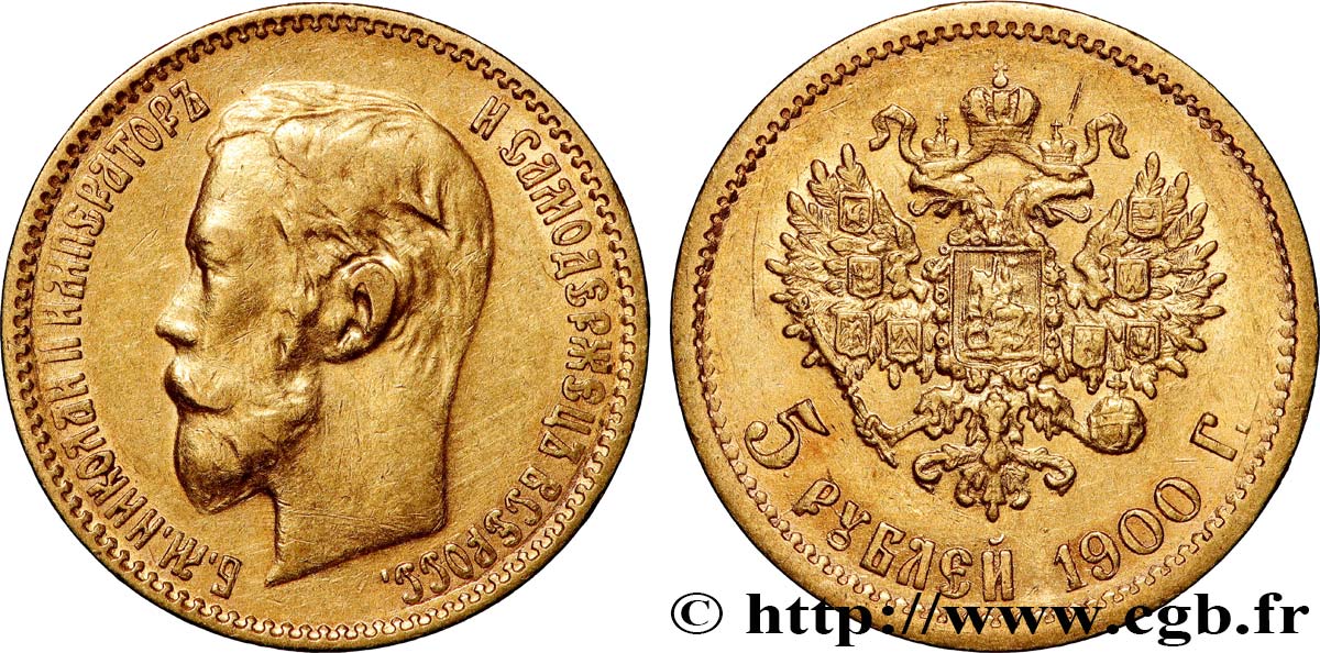 RUSSIE - NICOLAS II 5 Roubles 1900 Saint-Petersbourg TTB 