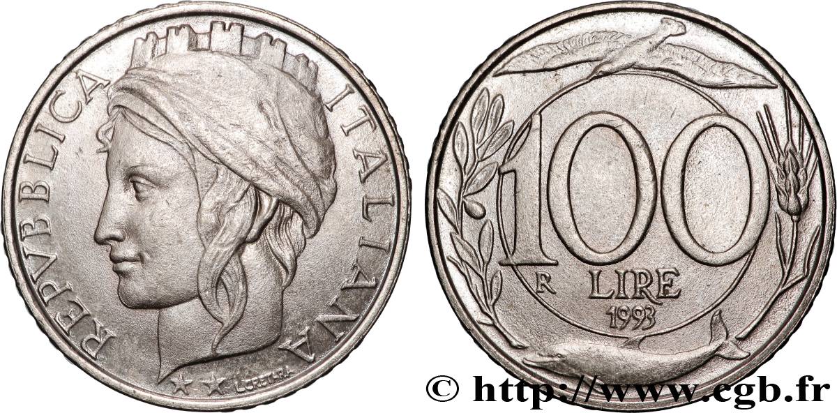 ITALIE 100 Lire allégorie de l’Italie 1993 Rome - R SUP 