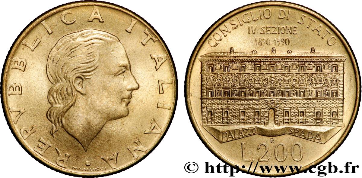 ITALIA 200 Lire Palais Spada - Conseil d’Etat 1990 Rome SC 