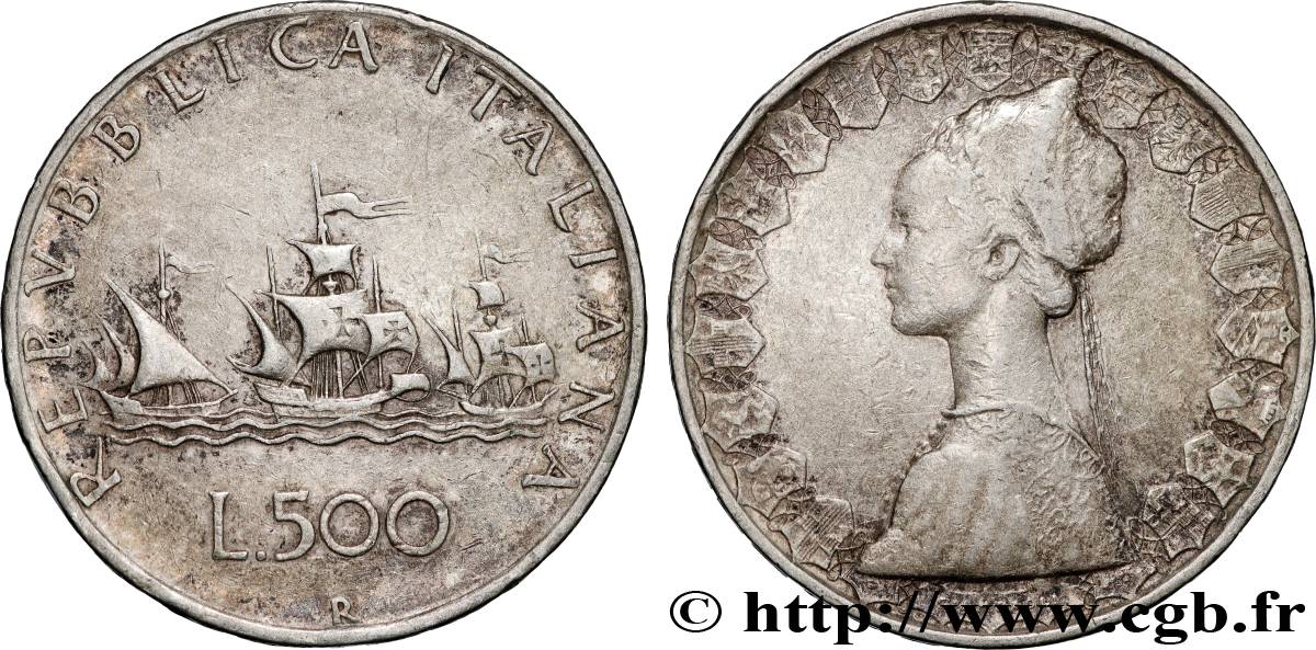 ITALIE 500 Lire “caravelles” 1960 Rome TTB+ 