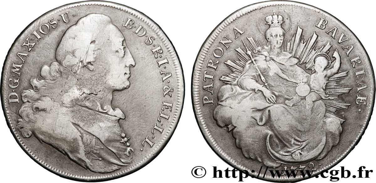 ALLEMAGNE - ÉLECTORAT DE BAVIÈRE - MAXIMILIEN III JOSEPH Thaler  1772 Munich TB 