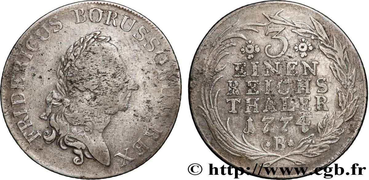 ALLEMAGNE - PRUSSE 1/3 de Thaler Frédéric II 1774 Brandebourg TB 