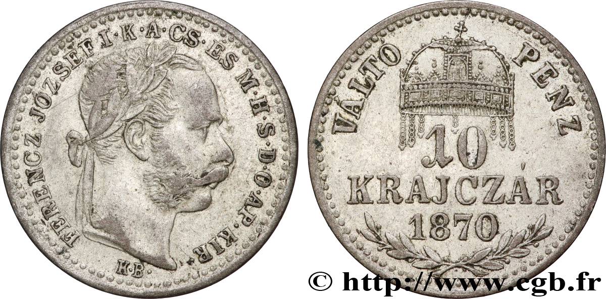 UNGHERIA 10 Krajczar François-Joseph 1870 Kremnitz - B q.BB 