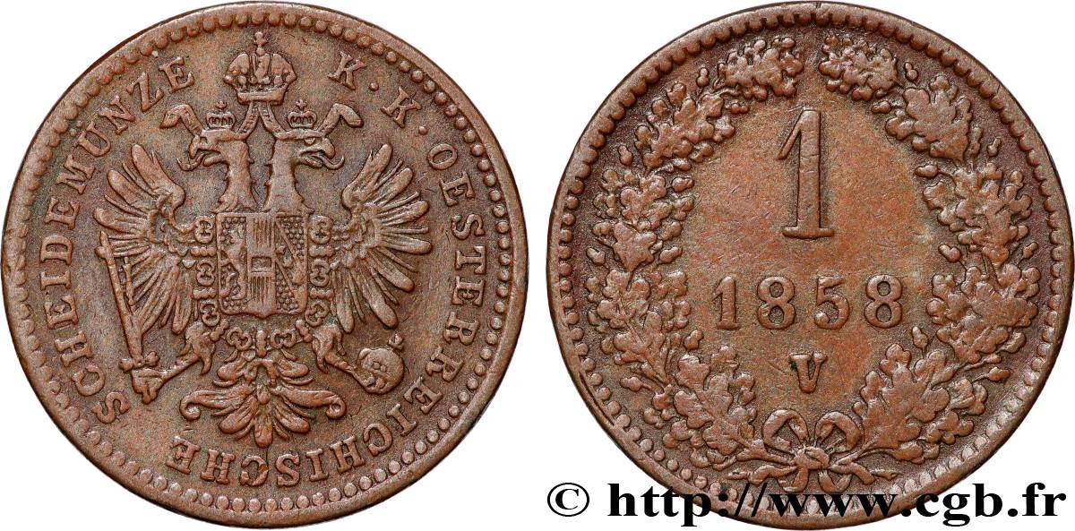 ITALIA - LOMBARDIA-VENETO 1 Kreuzer 1858 Venise BB 