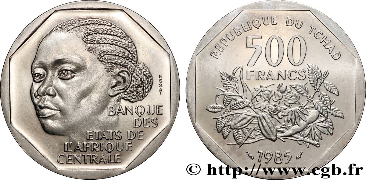 CHAD Essai de 500 Francs femme africaine 1985 Paris MS 