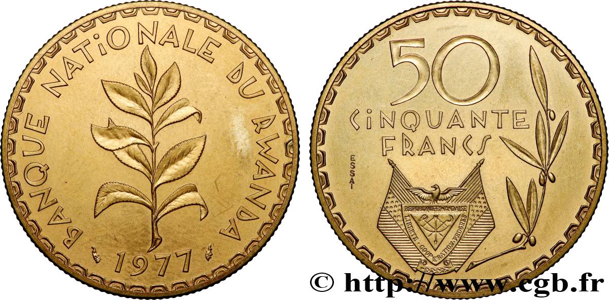 RWANDA Essai de 50 Francs emblème 1977 Paris MS 