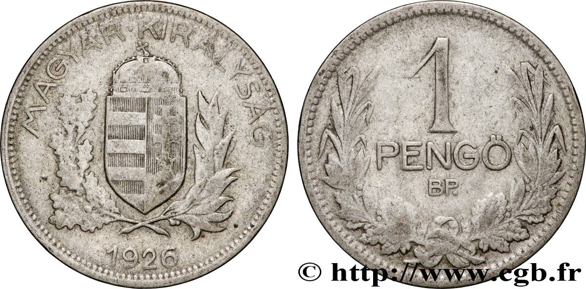 HONGRIE 1 Pengo emblème 1926 Budapest TB+ 