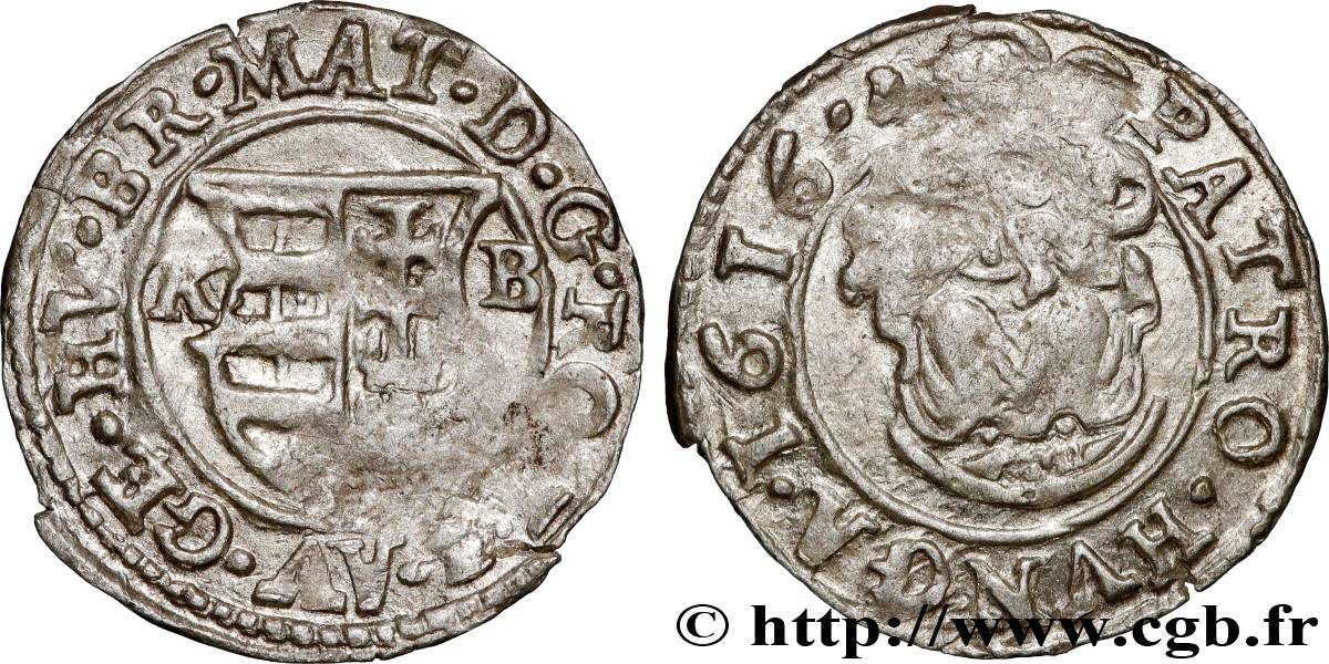 HUNGARY - KINGDOM OF HUNGARY - MATTHIAS II Denier 1616 Kremnitz XF 