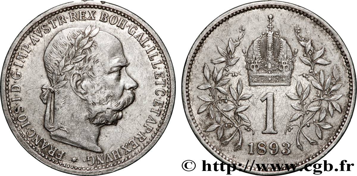 AUSTRIA 1 Corona François-Joseph Ier tête laurée 1893 Vienne BB 