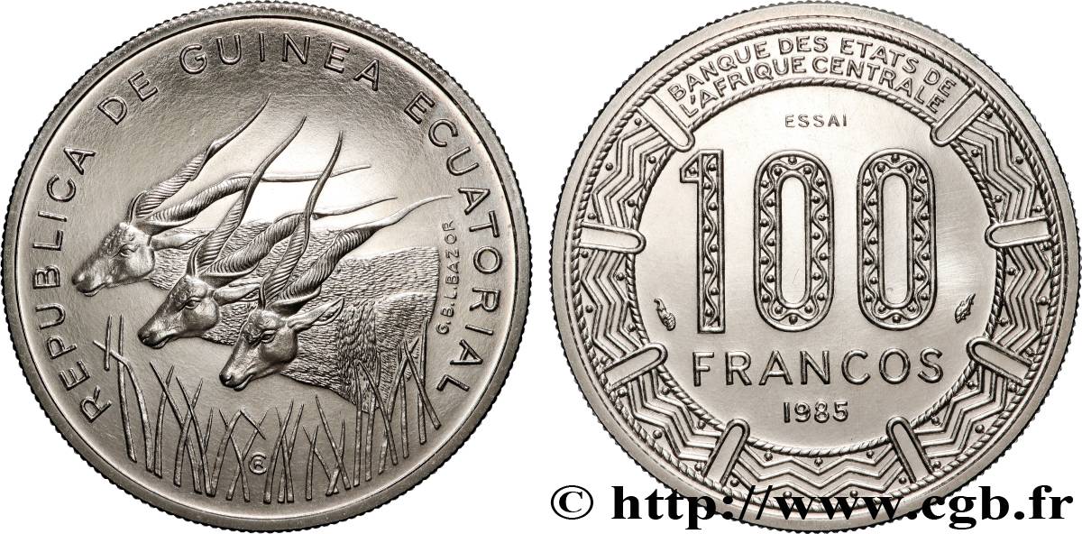 GUINEA EQUATORIALE Essai de 100 Francos BEAC 1985 Paris MS 