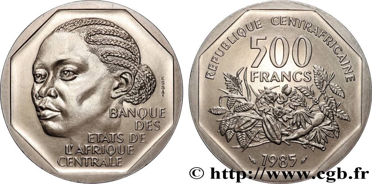 ZENTRALAFRIKANISCHE REPUBLIK Essai de 500 Francs 1985 Paris fST 