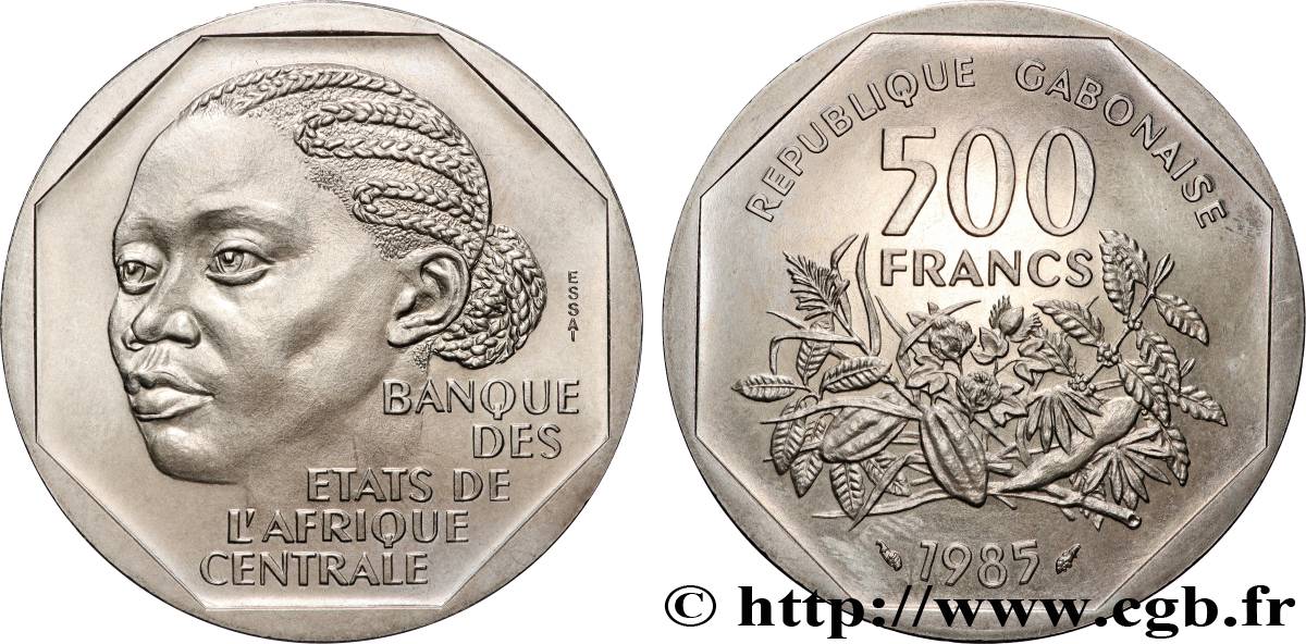 GABON Essai de 500 Francs femme africaine 1985 Paris SPL 