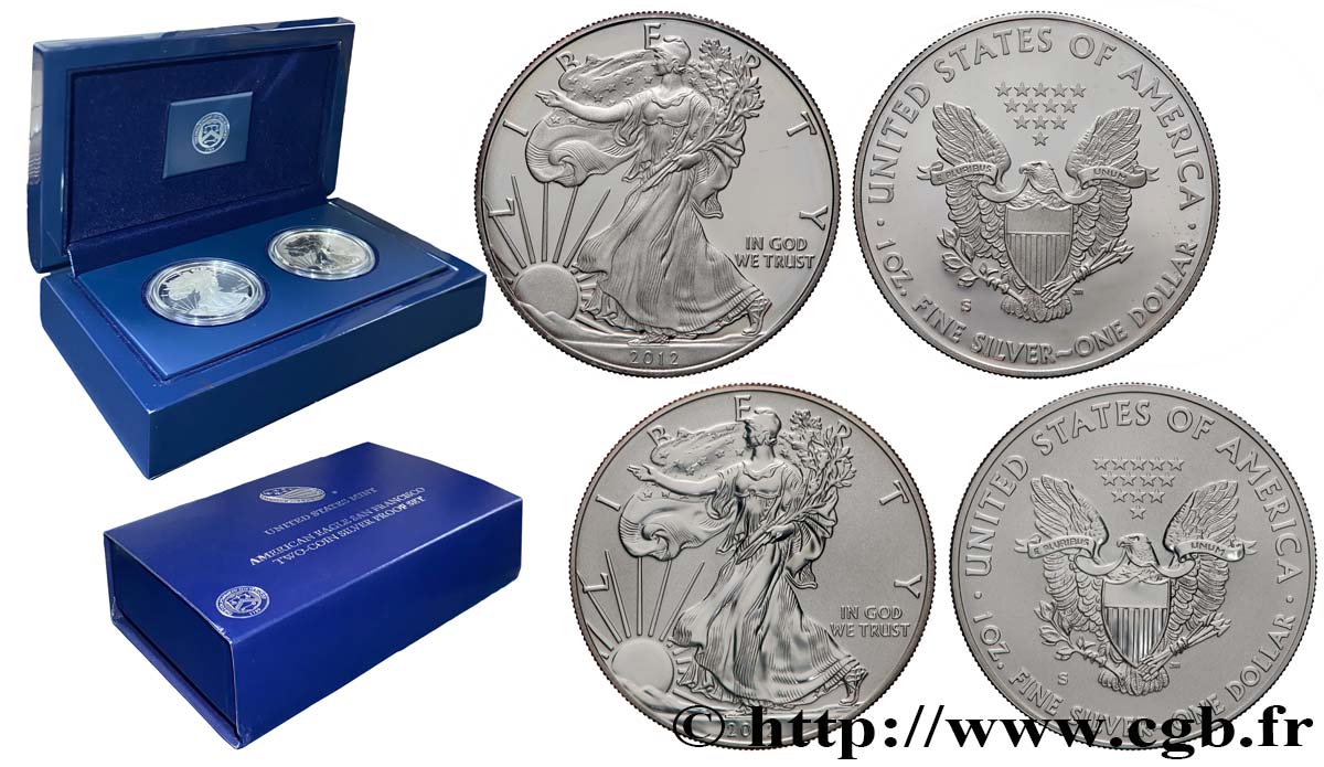 UNITED STATES OF AMERICA Coffret Proof 2 x 1 Dollar type Liberty Silver Eagle 2012 San Francisco MS 