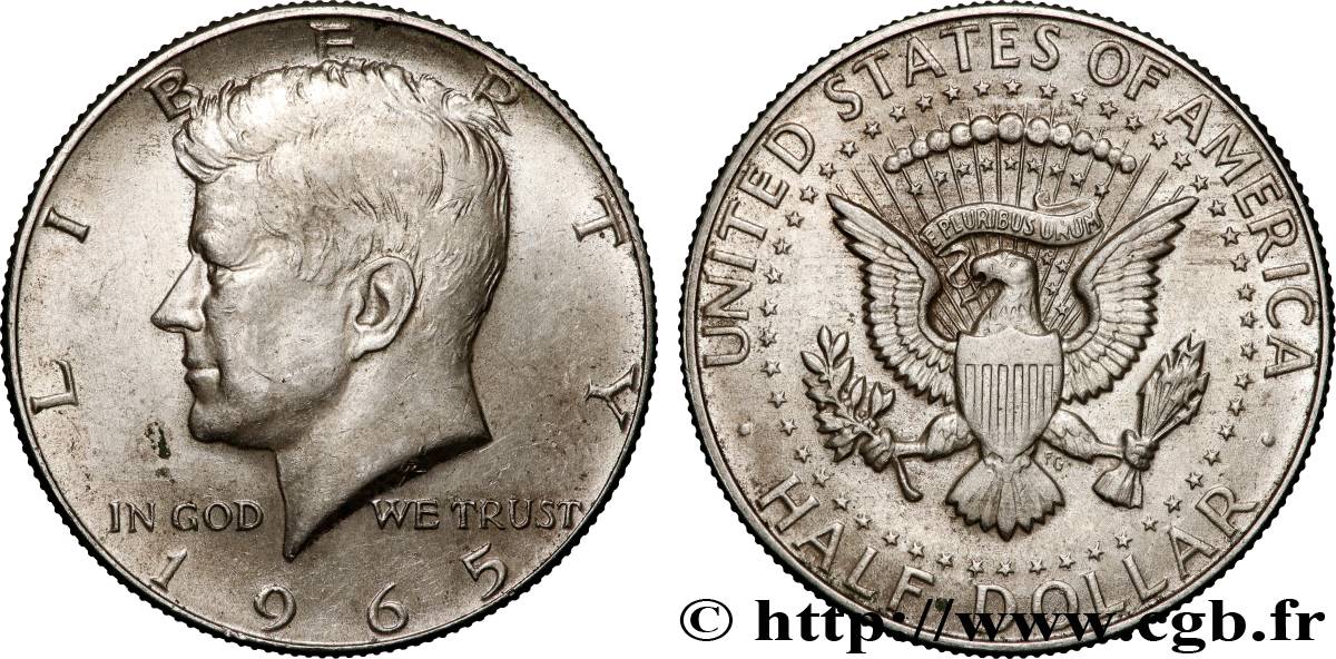 UNITED STATES OF AMERICA 1/2 Dollar Kennedy 1965 Philadelphie AU 