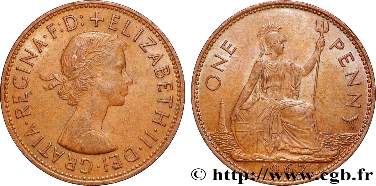 VEREINIGTEN KÖNIGREICH 1 Penny Elisabeth II 1967 Londres fVZ 