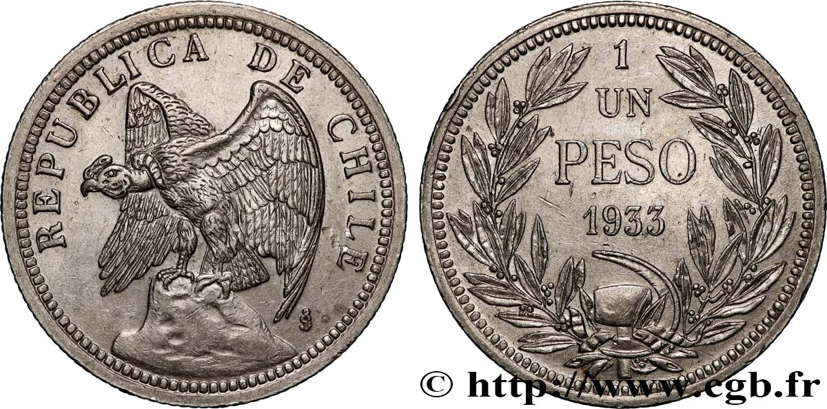 CHILE
 1 Peso condor 1933 Santiago - S° SS 