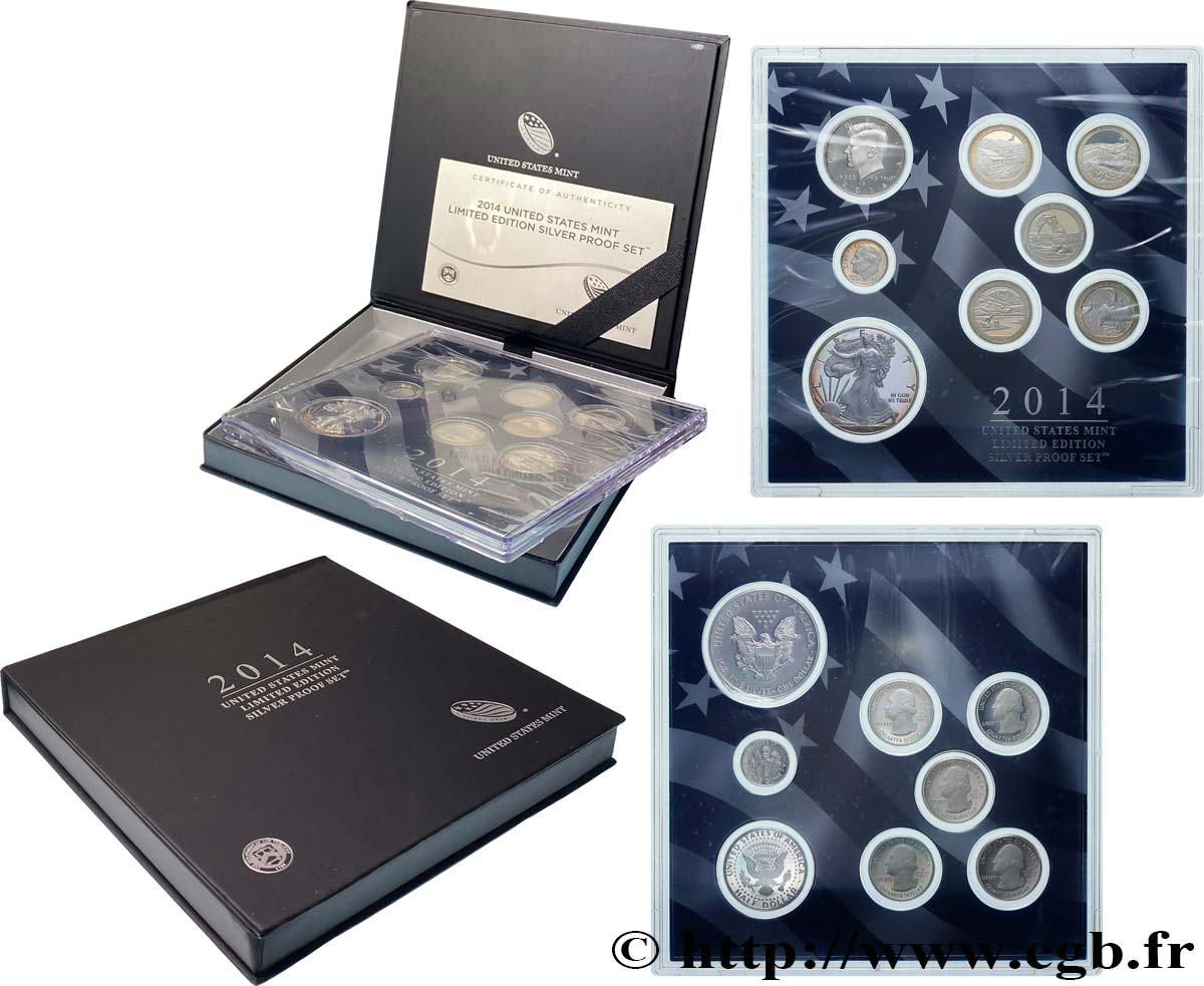 UNITED STATES OF AMERICA PROOF SET - 8 monnaies en argent 2014 S- San Francisco MS 