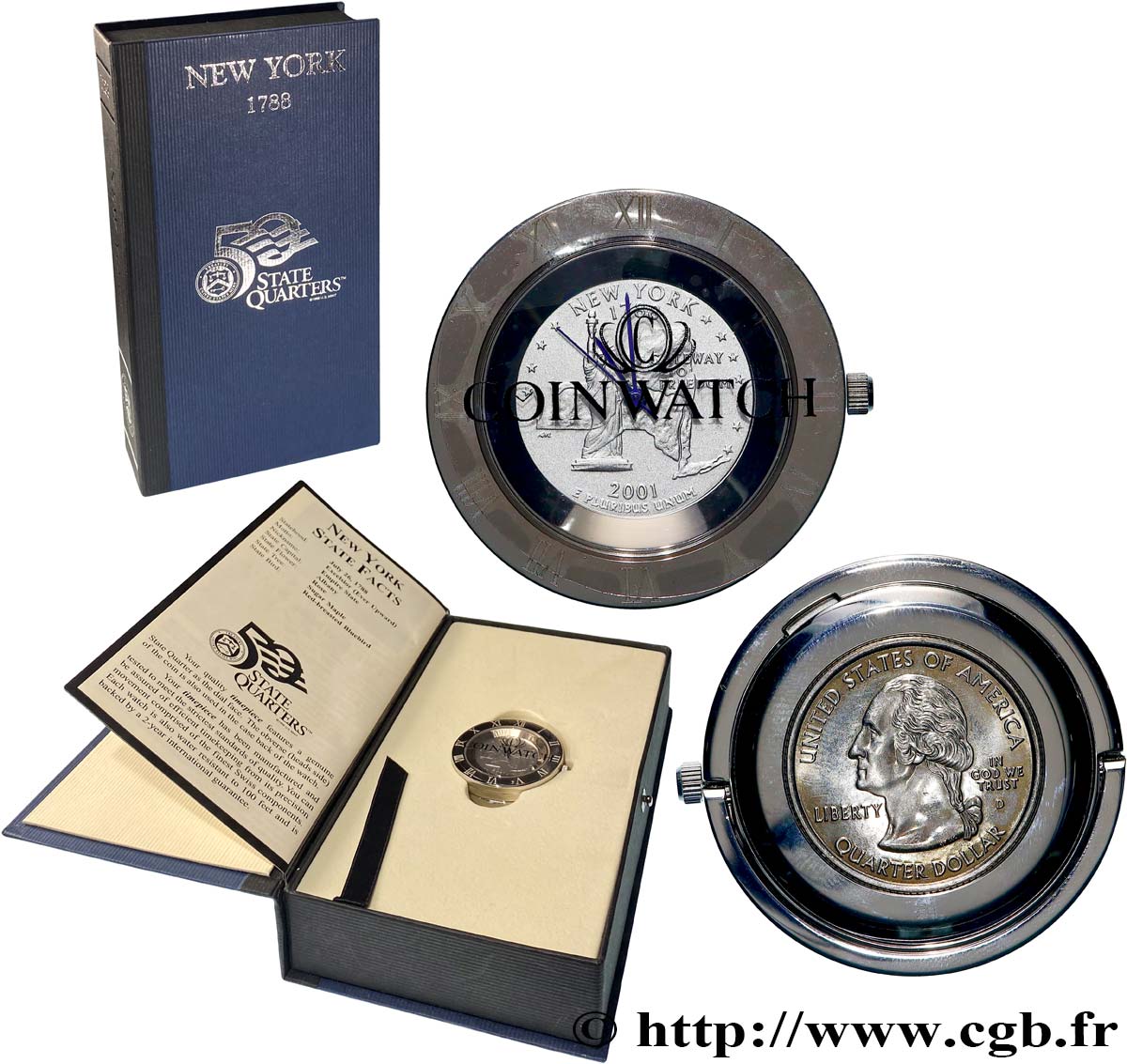 STATI UNITI D AMERICA 1/4 Dollar New-York - Montre 2001 Denver MS 