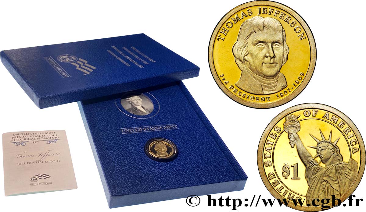 ESTADOS UNIDOS DE AMÉRICA 1 Dollar Thomas Jefferson - Proof 2007 San Francisco FDC 