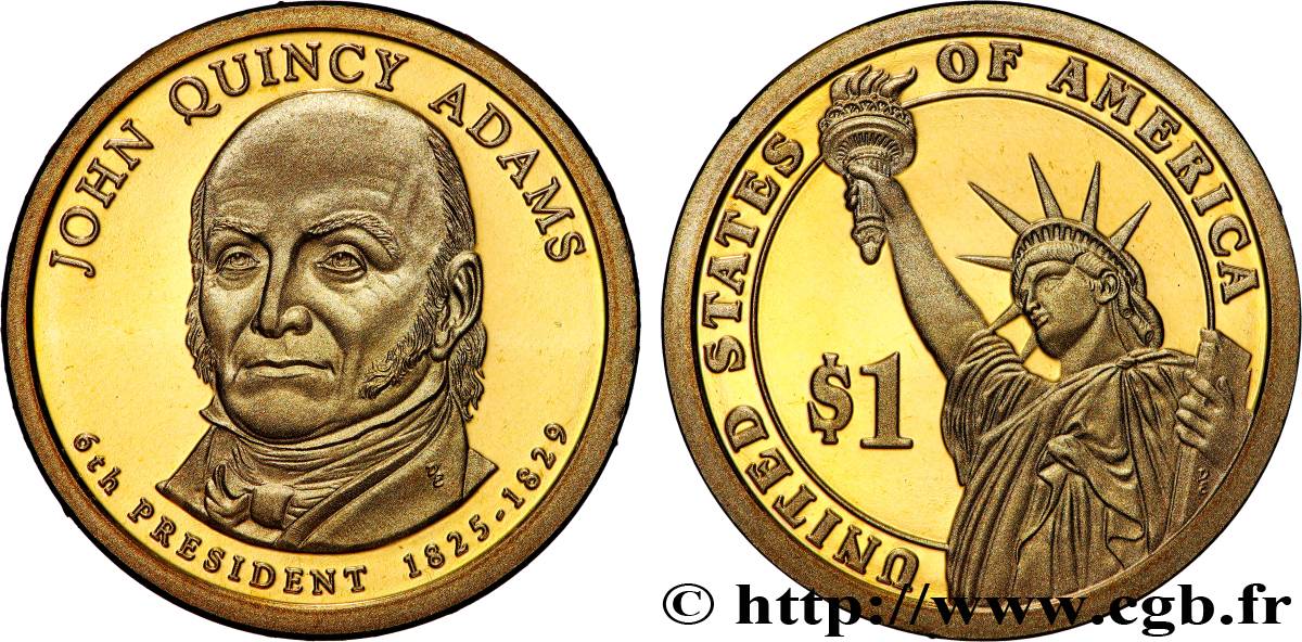 STATI UNITI D AMERICA 1 Dollar John Quincy Adams - Proof 2008 San Francisco FDC 