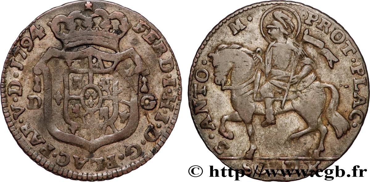 ITALY - DUCHY OF PARMA DE PIACENZA AND GUASTALLA - FERDINAND I OF BOURBON 10 Soldi Ferdinand Ier 1794 Plaisance VF 