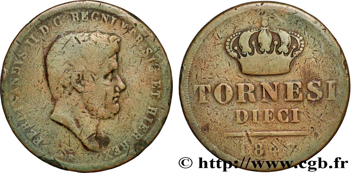 ITALIE - ROYAUME DES DEUX-SICILES 10 Tornesi 1848 Naples TB 