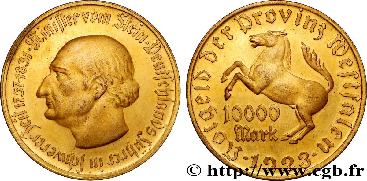 ALEMANIA 10000 Mark  Westphalie vom Stein 1923  EBC 