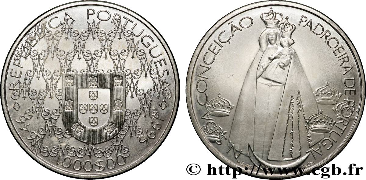 PORTUGAL 1000 Escudos Conception, patronne du portugal 1996  MS 