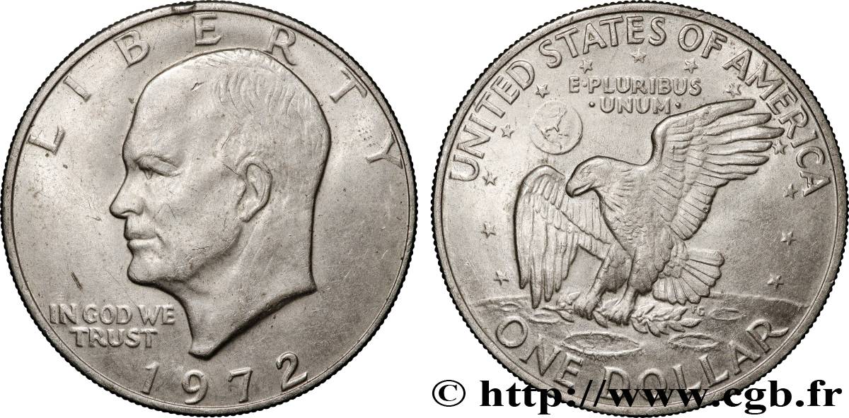 ÉTATS-UNIS D AMÉRIQUE 1 Dollar Eisenhower 1972 Philadelphie TTB+ 