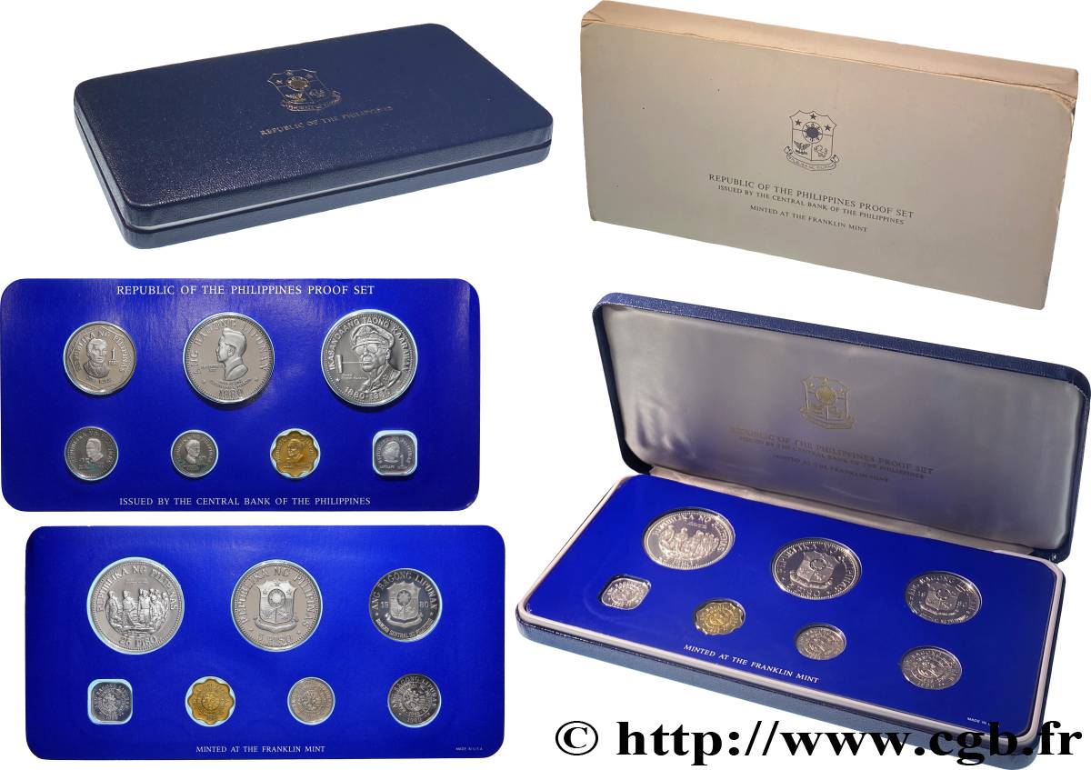 PHILIPPINES Série Proof 7 monnaies 1980 Franklin Mint MS 