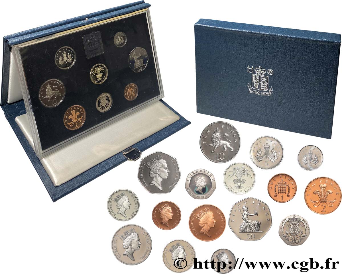 UNITED KINGDOM Série Proof 10 monnaies 1990  MS 