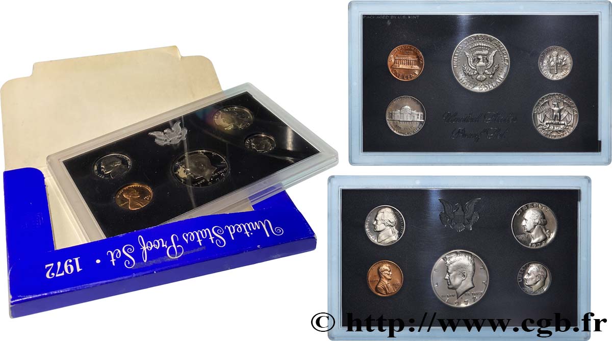 UNITED STATES OF AMERICA Série Proof Set 1 & 5 Cents, 1 Dime, Quarter Dollar & Half Dollar 1972 S- San Francisco Proof set 