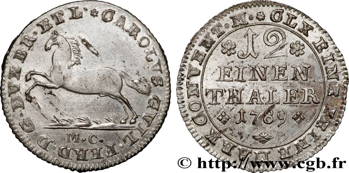 ALLEMAGNE 1/12 Thaler Brunswick-Wolfenbutel frappe au nom de Charles Guillaume Ferdinand 1789 Brunswick SUP 