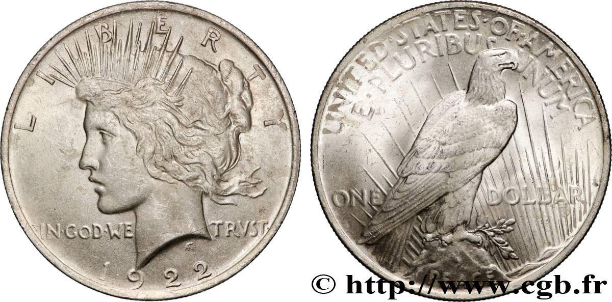 UNITED STATES OF AMERICA 1 Dollar Peace 1922 Philadelphie AU 