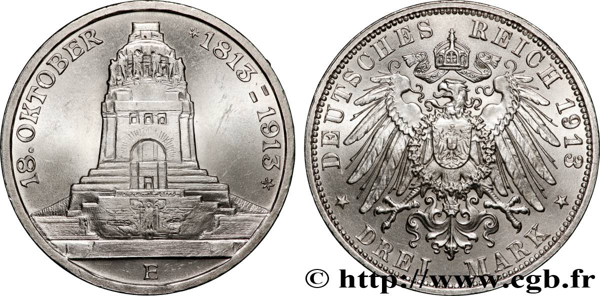 GERMANIA - SASSONIA 3 Mark ‘Monument de la Bataille des Nations’  1913 Dresde MS 