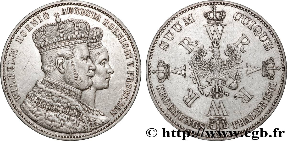 DEUTSCHLAND - PREUßEN 1 Thaler couronnement de Guillaume Ier et Augusta 1861 Berlin fVZ 